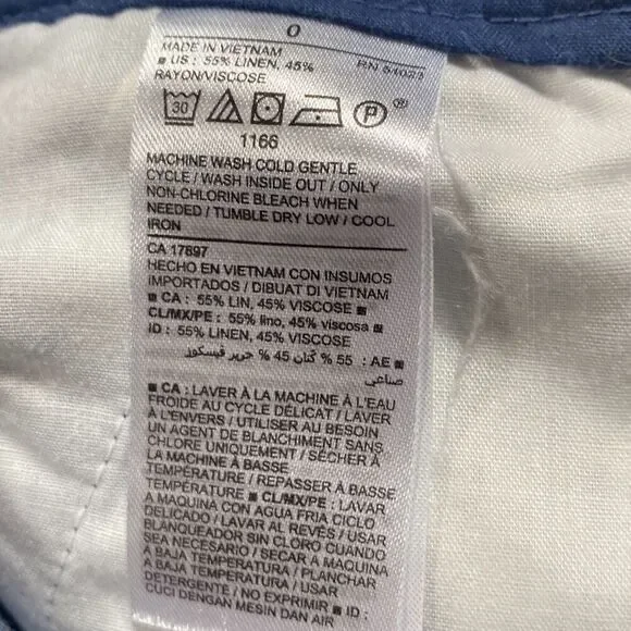 Old Navy Everyday Shorts Linen Blend Tropical Hawaiian Print Chambray Pockets Bl - Picture 10 of 10